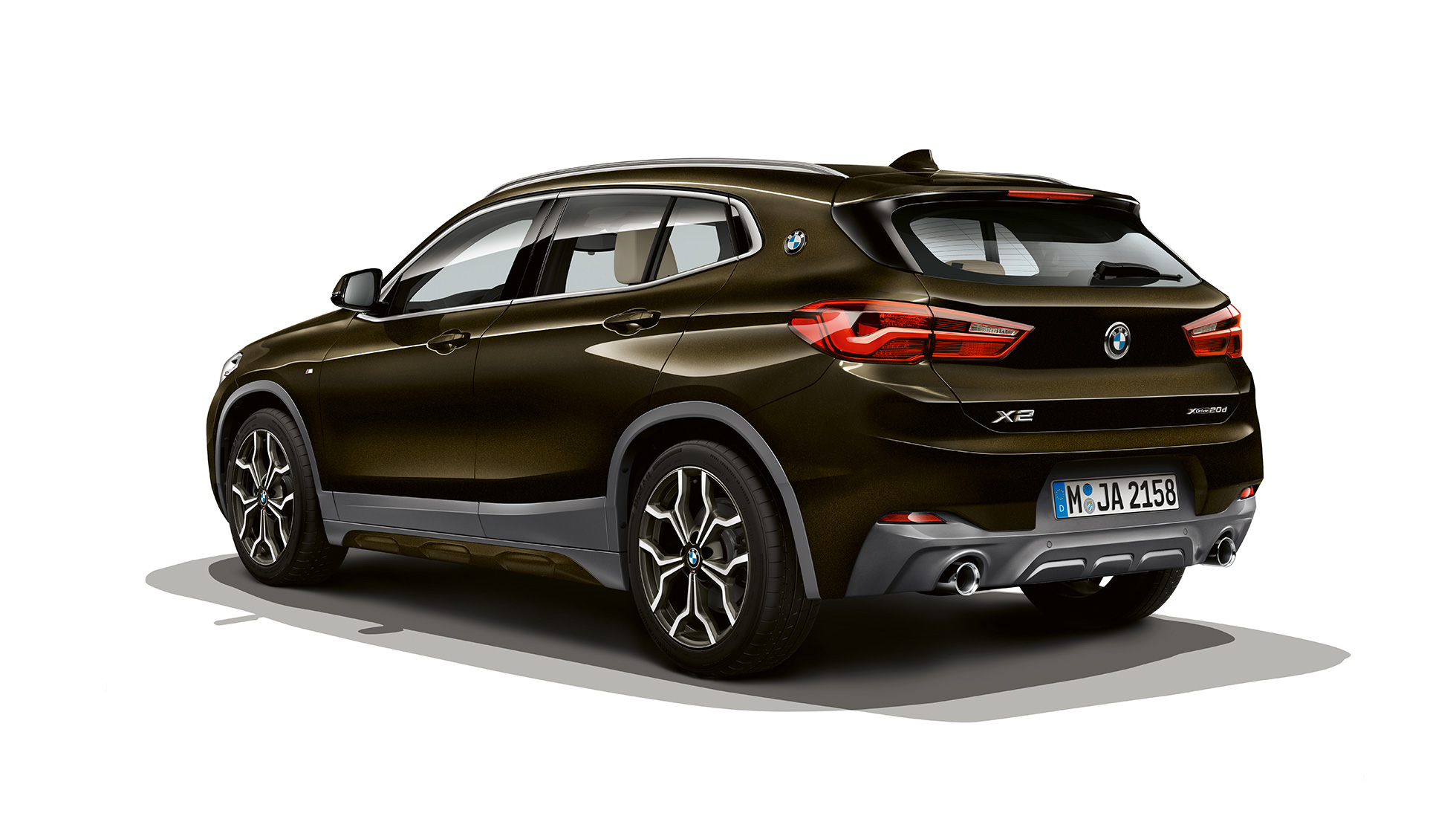 Perspetiva traseira a três quartos, BMW X2 sDrive20i, Versão X Desportiva M BMW X2 sDrive20i, Versão X Desportiva M, 2018, F39, Sparkling Storm com efeito brilhante, perspetiva traseira a três quartos