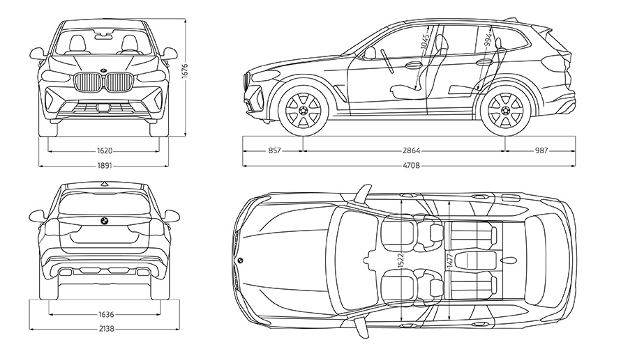 BMW X3, G01, esboço dos dados técnicos BMW X3, G01, esboço dos dados técnicos