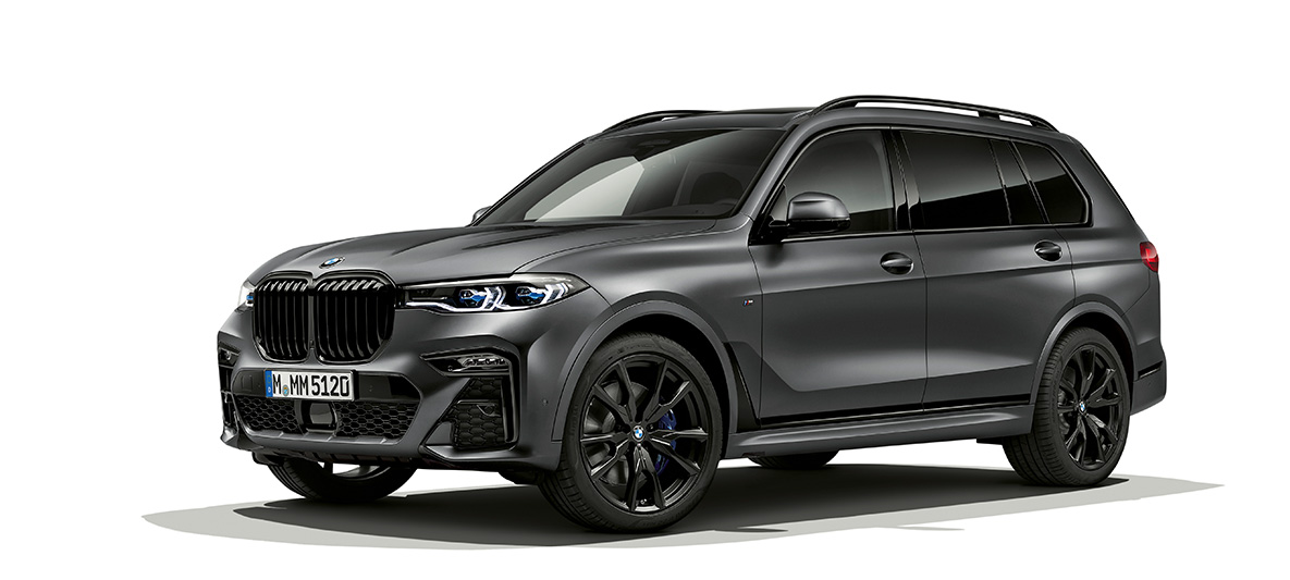 BMW, Dark Shadow, perspetiva frontal a três quartos BMW X7, G07, Dark Shadow, perspetiva frontal a três quartos