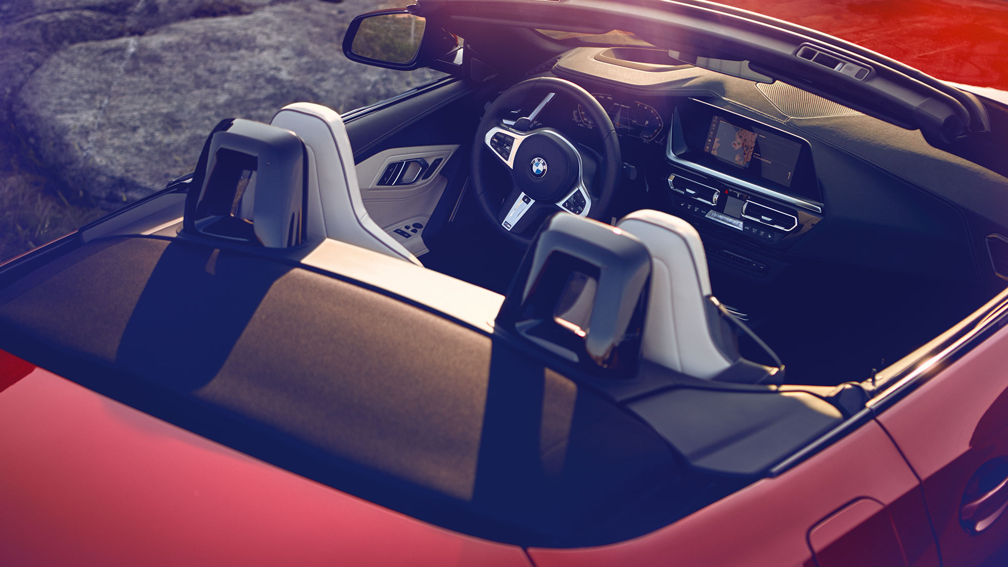 Bancos dianteiros do BMW Z4 Roadster Perspetiva dos bancos dianteiros do BMW Z4 Roadster