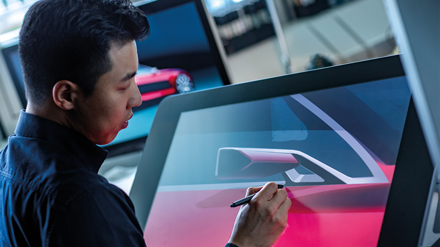 BMW 4 Concept, processo de design, desenho no ecrã