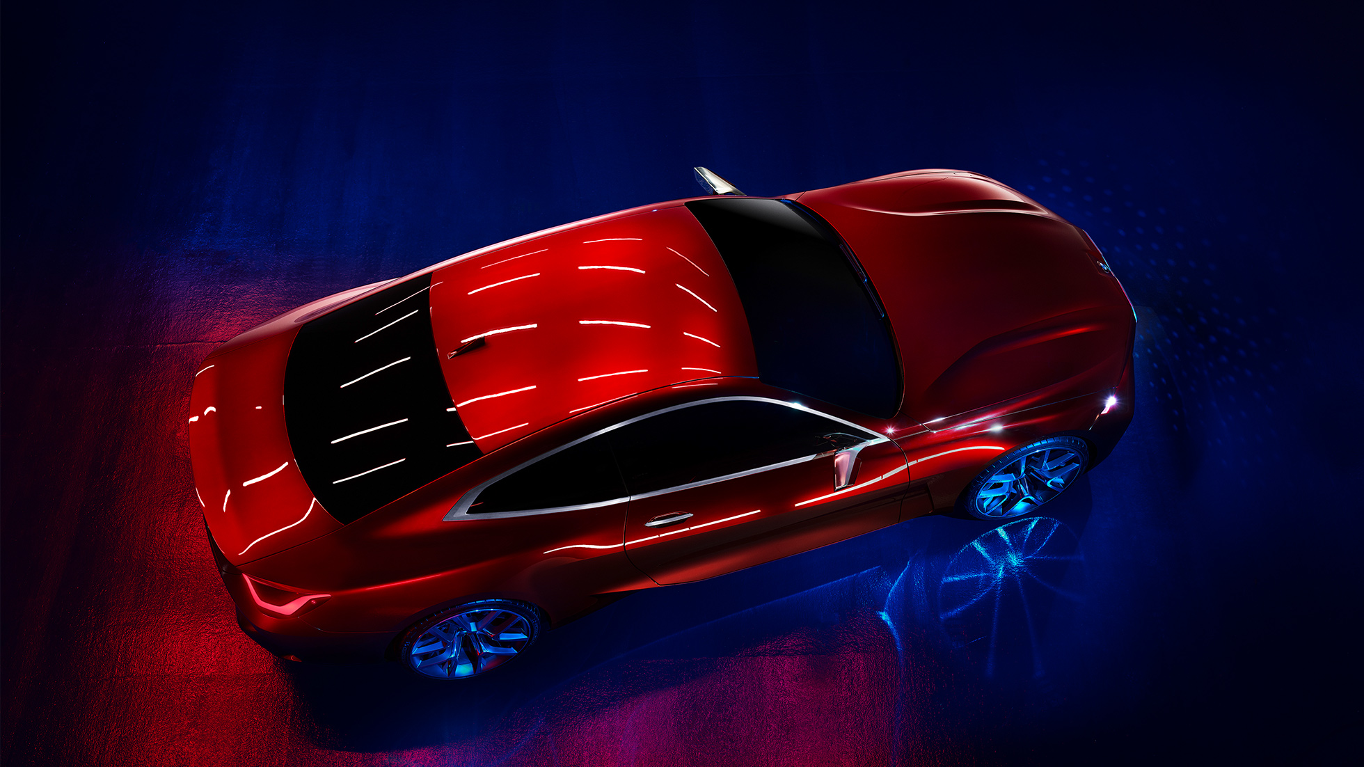 Emocionante pintura vermelho Forbidden, BMW 4 Concept Emocionante pintura vermelho Forbidden, BMW 4 Concept, design exterior, perspetiva aérea