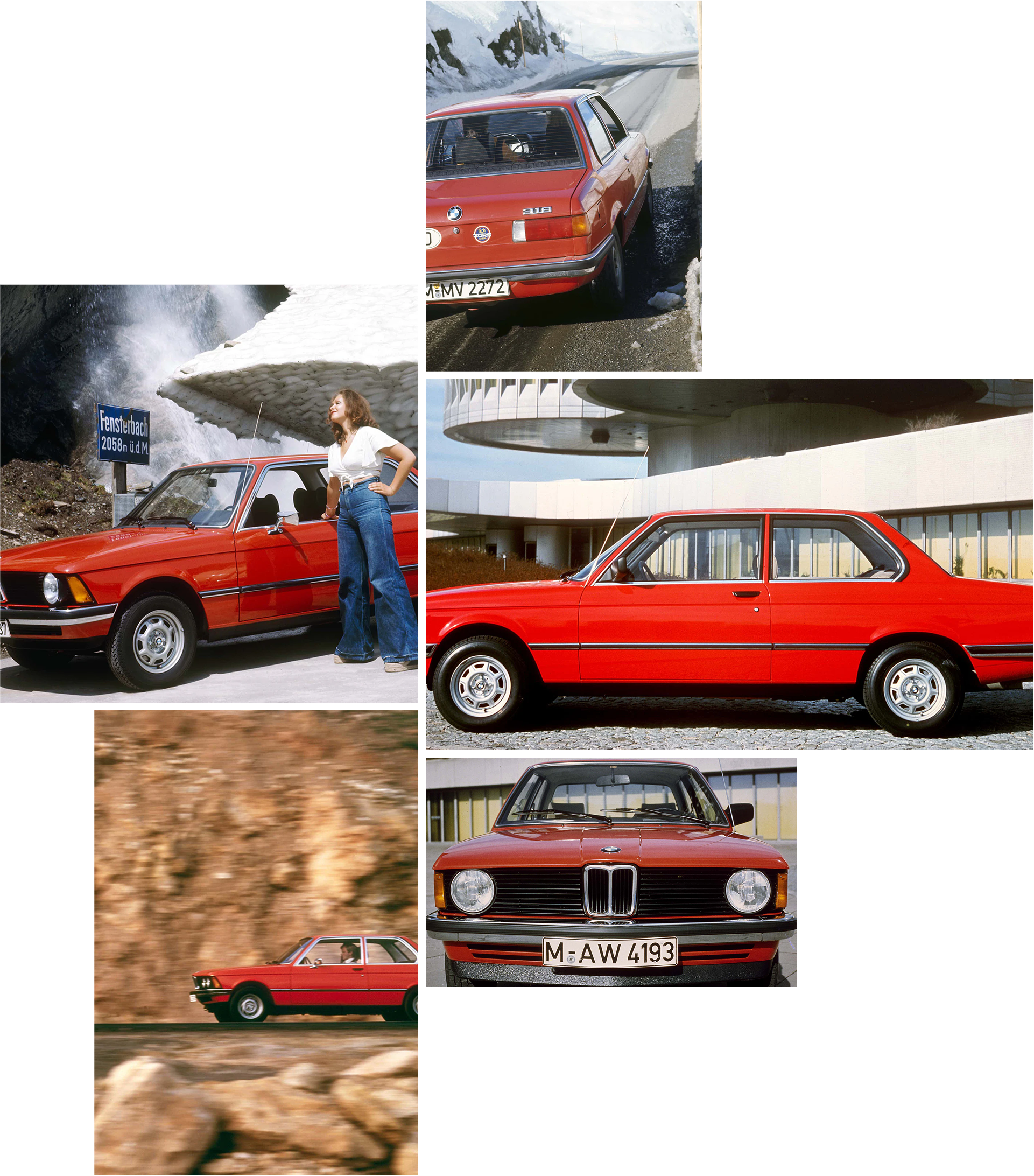 Colagem da 1.ª Geração do BMW Série 3.