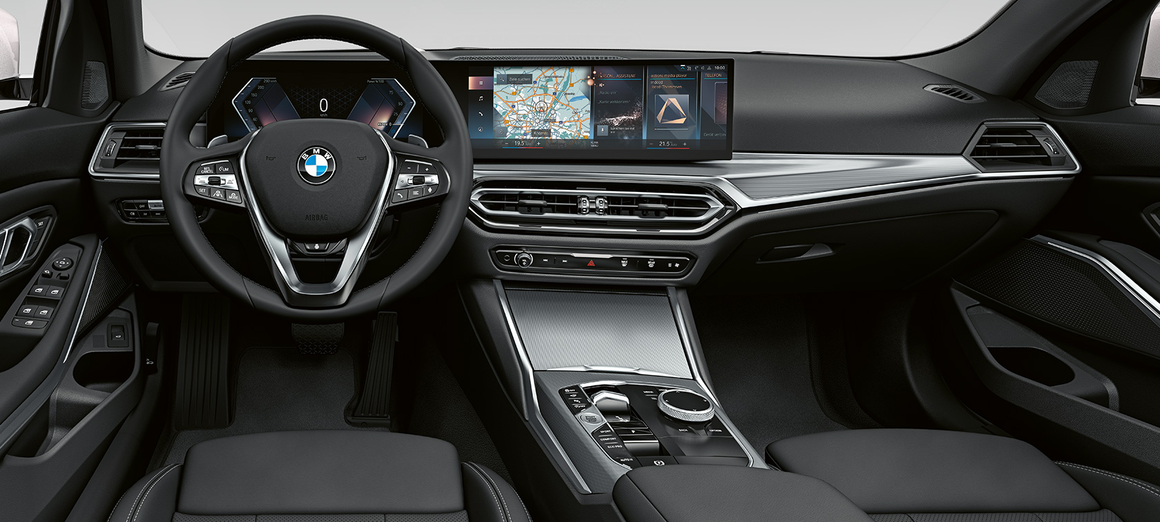 Posto de condução BMW, visualizador de danos interiores Visualizador de danos interiores BMW, posto de condução a partir da perspetiva do condutor