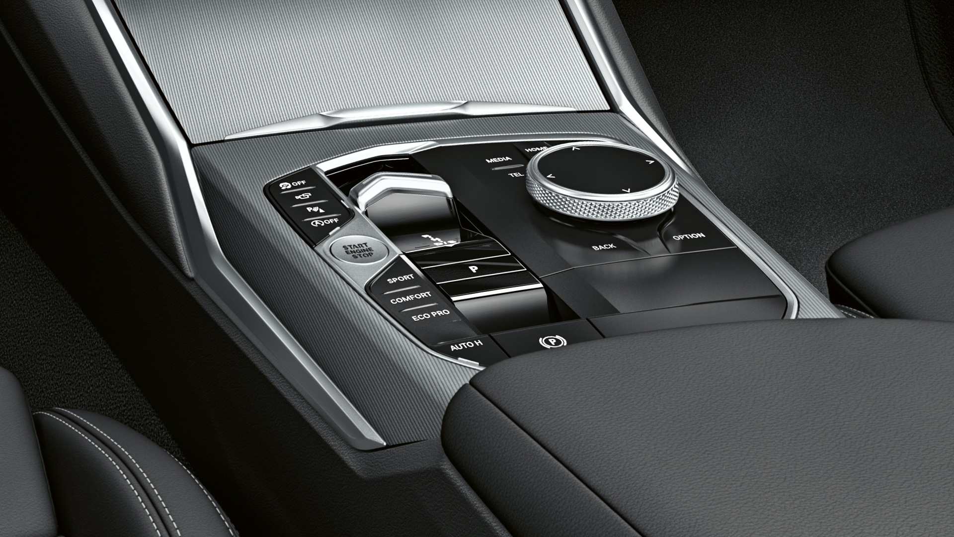 Visualizador de danos interiores BMW, eletrónica, consola central, grande plano