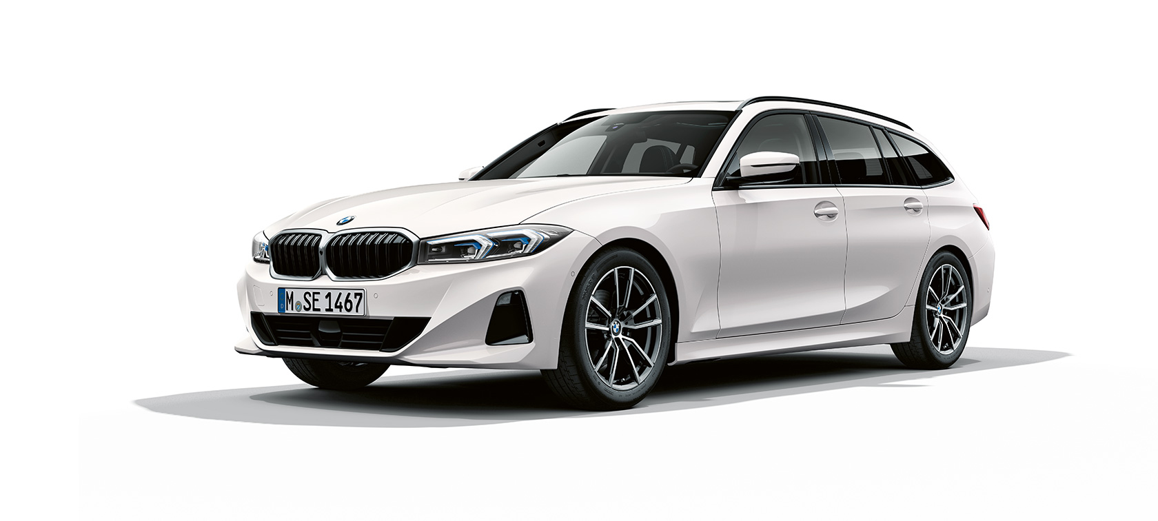 BMW branco, visualizador de danos exteriores Visualizador de danos exteriores, BMW branco, perspetiva dianteira a três quartos