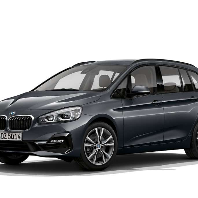 BMW Série 2 Gran Tourer, BMW 220d, F46, 2018, cinza Mineral metalizado, perspetiva frontal a três quartos 